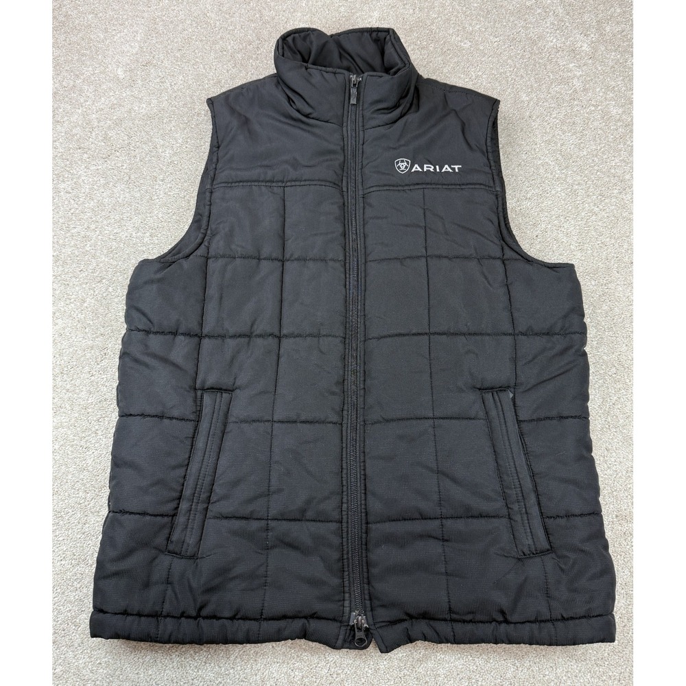 ARIAT Crius Puffer Vest Full Zip Jacket Men SMALL Black Casual Workwear 10011523